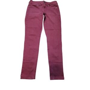 Maurices Womens Skinny Jeans Pink Burgundy Size S-R Low Rise Stretch